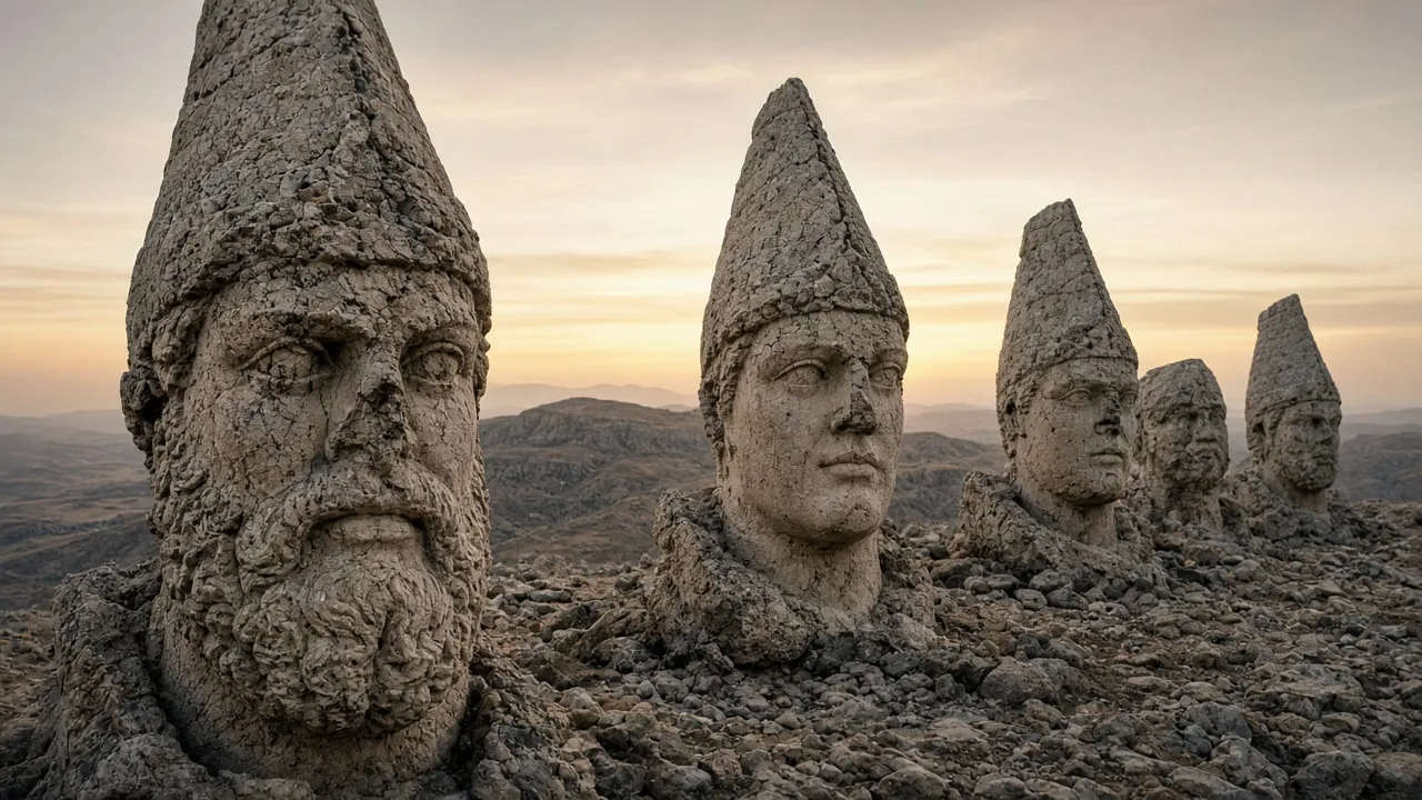 Nemrut Dağı'nda şafak vakti dev taş tanrı başları